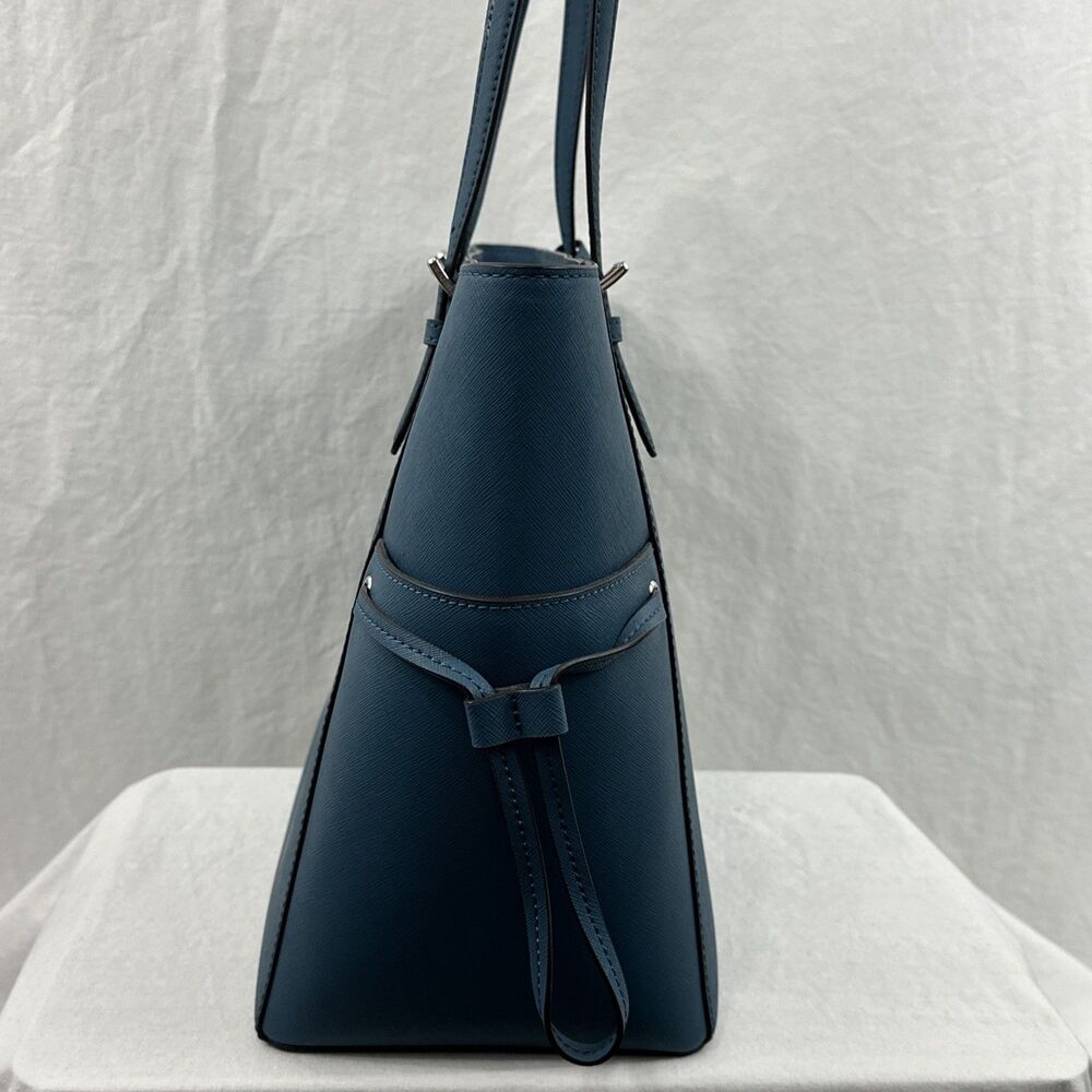 Michael Kors Gilly Drawstring Blue Tote Bag Large Travel Designer Summer Classic - Picture 6 of 12